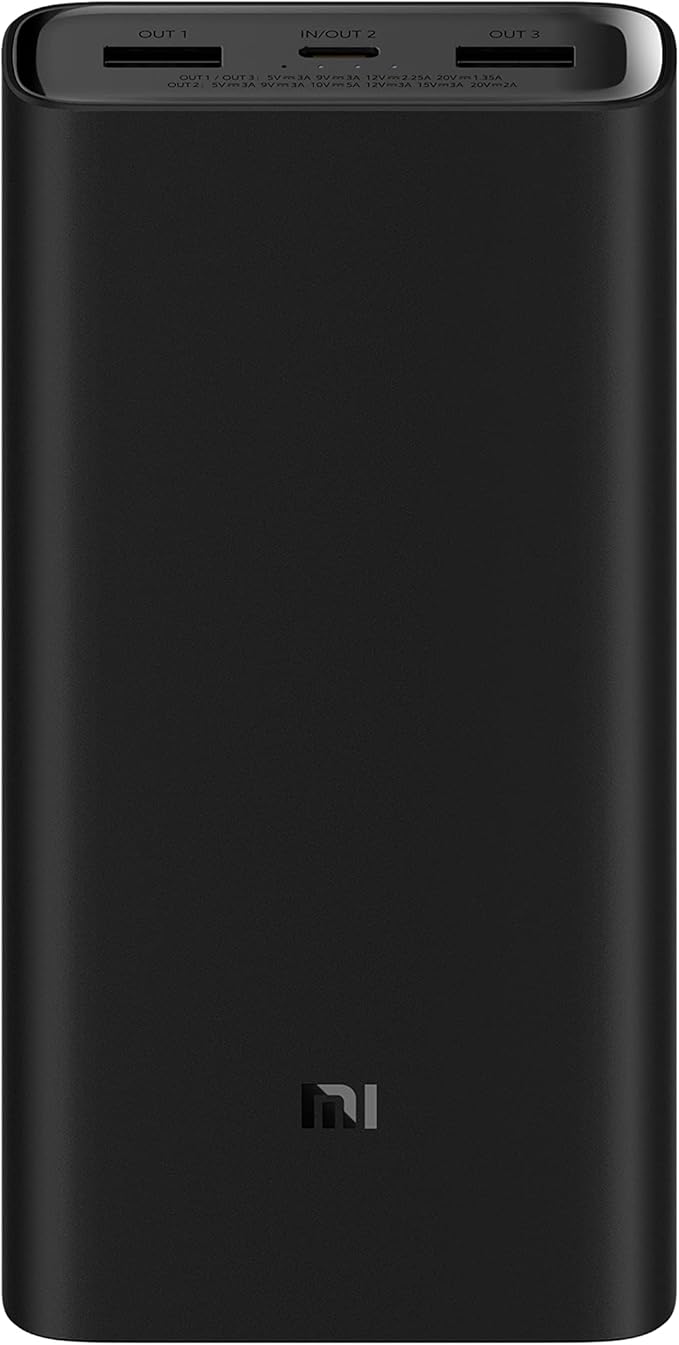 Xiaomi MI 50W Power Bank 2000, 20000mah, USB-C Input/Output Plus 2 USB-A Output, Charge 3 Devices Simultaneously, Output Upto 50W, Black